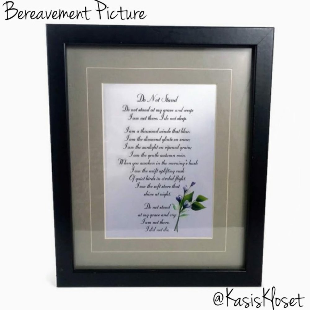 🔥4/$20 Bereavement Picture & Poem In Black Frame Wall Hang Memory Condolences